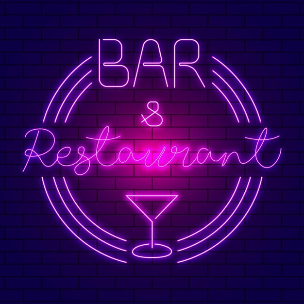 Neon pub or restaurant sign