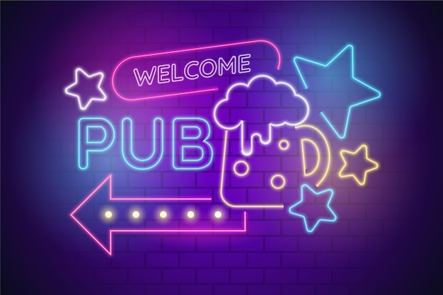 Free vector neon pub or restaurant sign