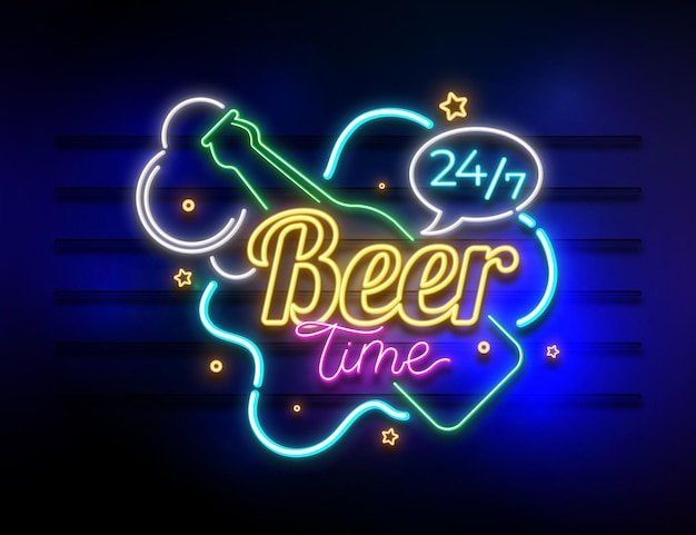 Neon pub or restaurant sign