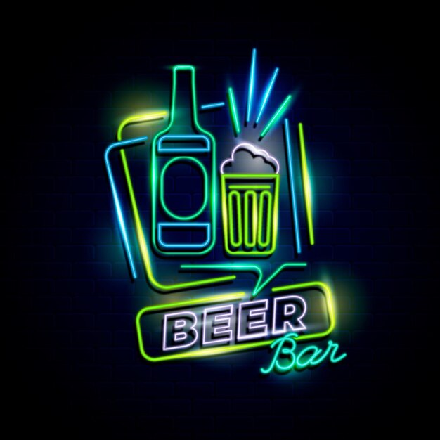 Neon pub or restaurant sign