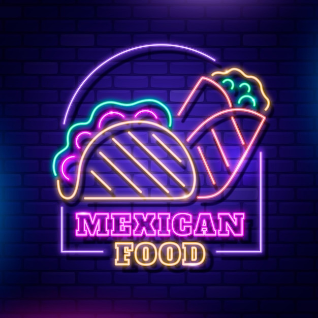 Free vector neon pub and restaurant sign