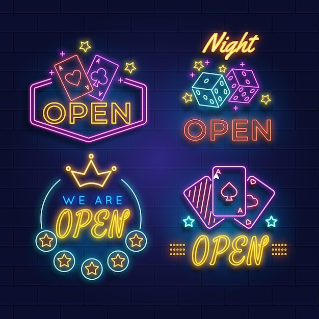 Collezione di insegne al neon per pub o ristoranti