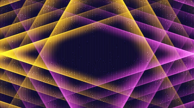 技術​の​背景​、​デジタル​と​接続​の​概念​の​デザイン​、​ベクトル​イラスト​の​ネオン​紫​と​黄色​。