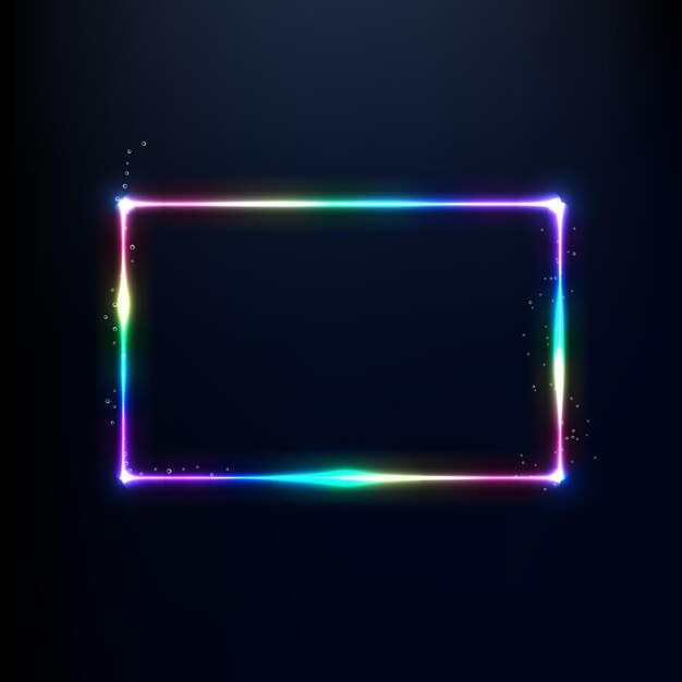 A neon rainbow rectangle is edged with sequins