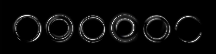 Free Vector neon ring set glowing white circular frames
