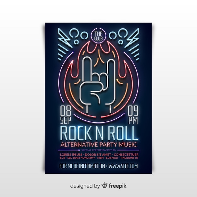 Neon rock and rock poster