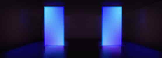 Free vector neon room with led light stage vector background