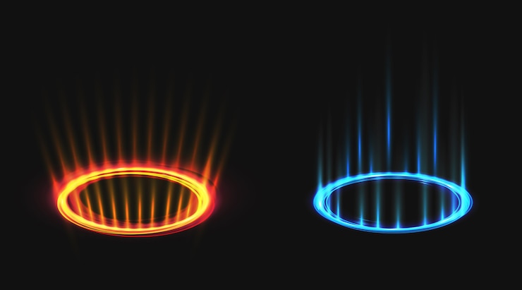 Free Vector neon round glow rays set
