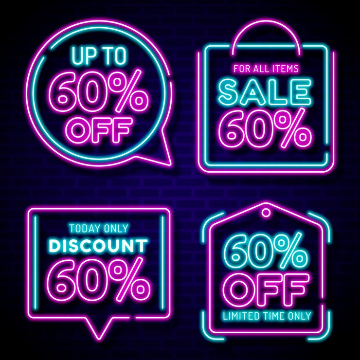 Free Vector neon sale sign collection design