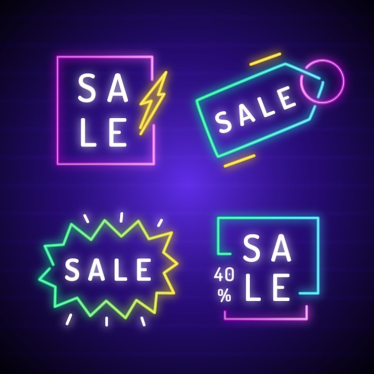 Free Vector neon sale sign collection
