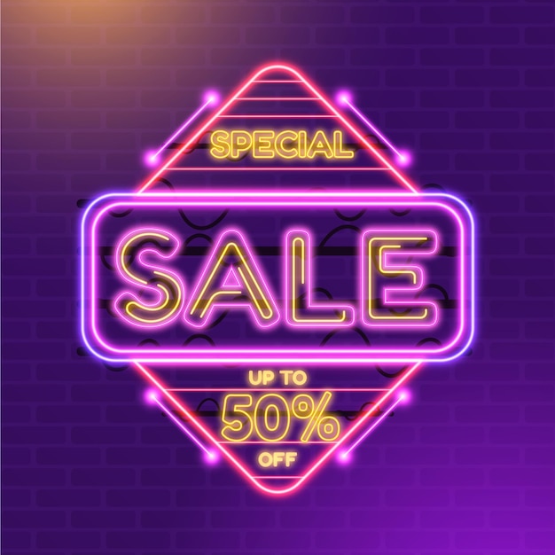 Free vector neon sale sign design collection