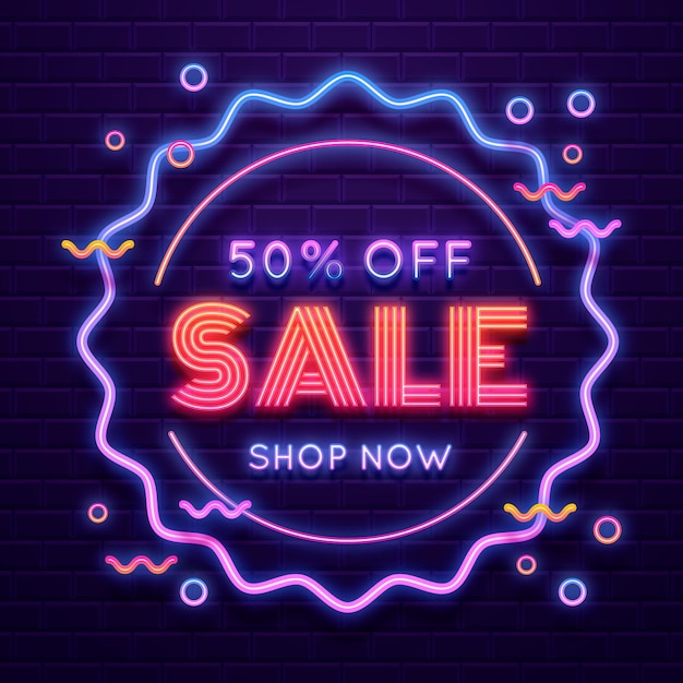 Free vector neon sale sign design