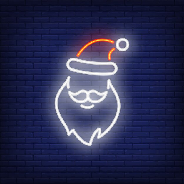 네온 산타 클로스 모양. 축제 요소. 밤 밝은 광고를위한 크리스마스 컨셉