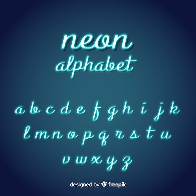 Free vector neon script alphabet