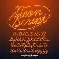 Free vector neon script alphabet