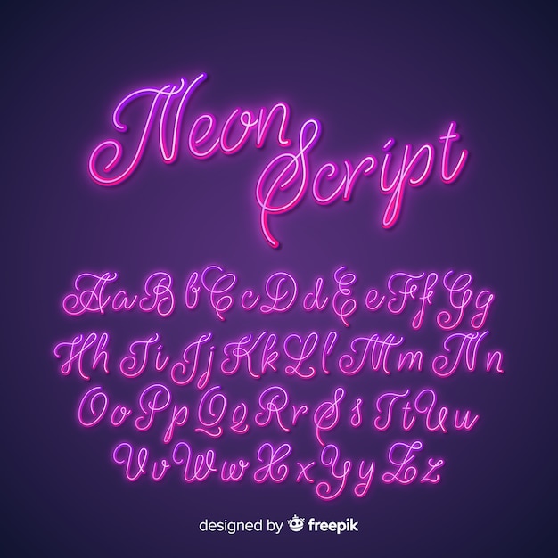 Neon script alphabet