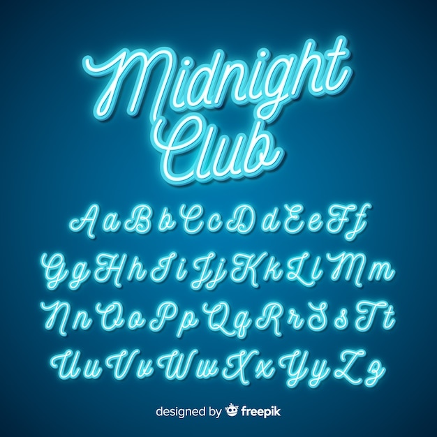 Neon script alphabet