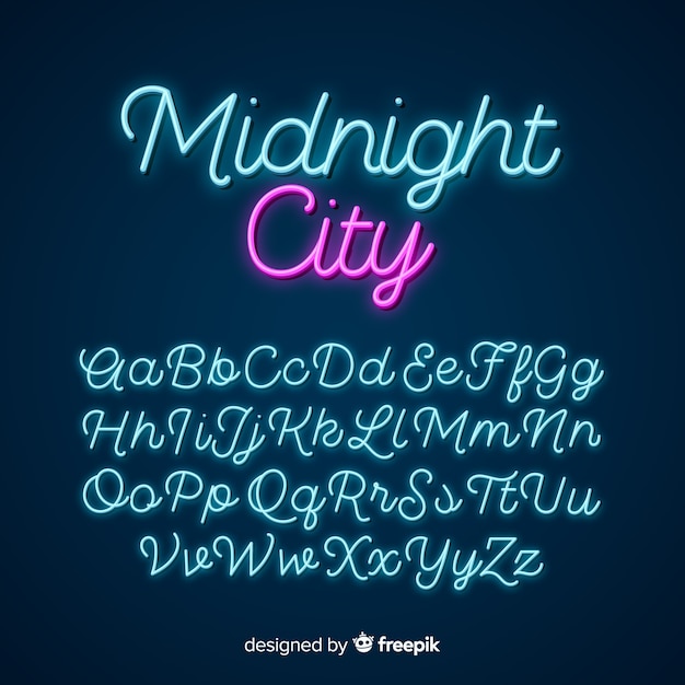 Free vector neon script alphabet