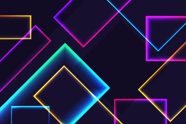 Free vector neon shapes on dark background