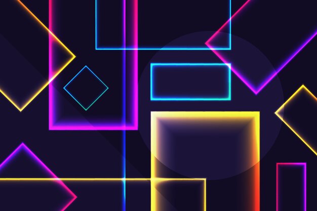 Neon shapes on dark wallpaper