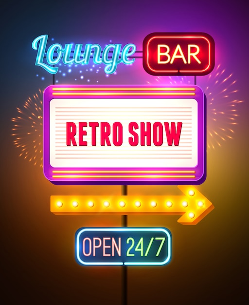 Free vector neon showing sign poster