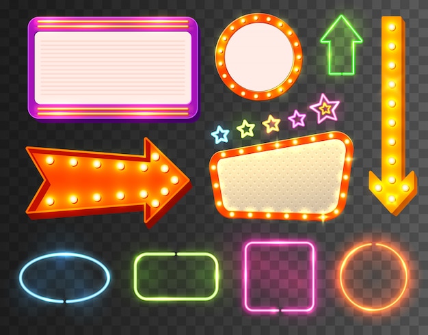 Neon sign icon set