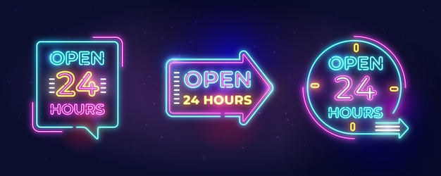 Neon sign for open twenty-four hours