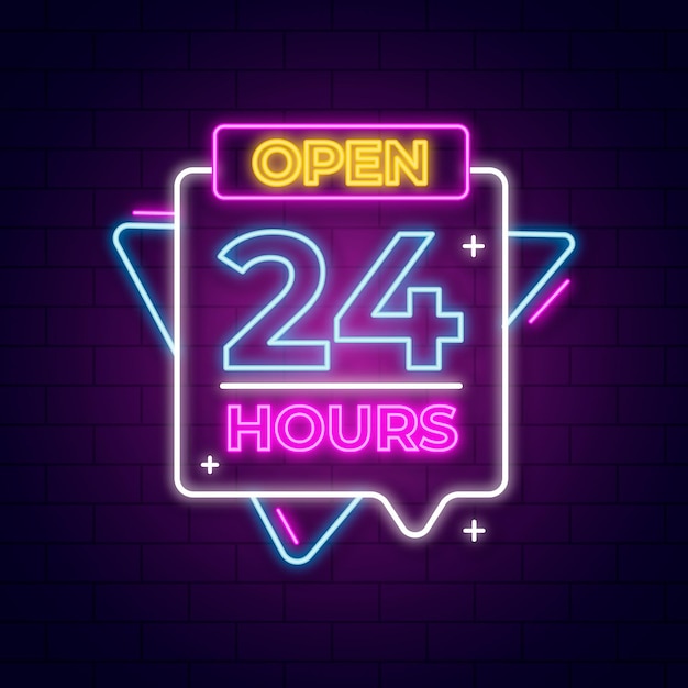 Neon sign  with open 24 hours