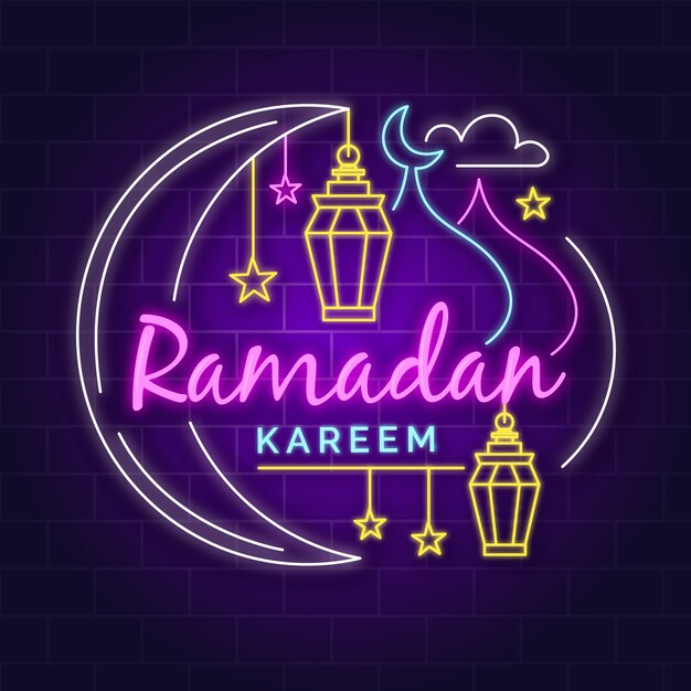 Neon sign with ramadan theme