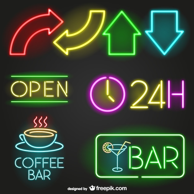 Free vector neon signs collection