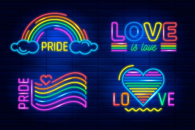 Free vector neon signs for pride day event