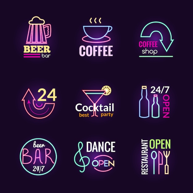 Neon Signs Set