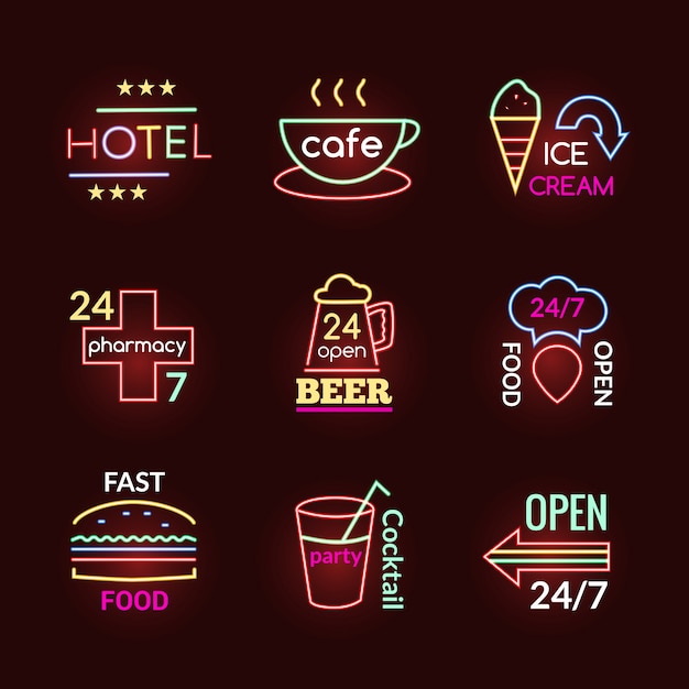 Neon signs set