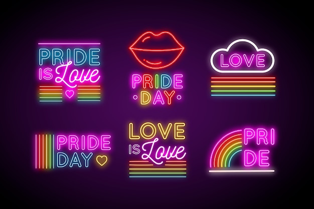 Neon signs with pride day concept