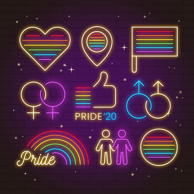 Free vector neon sings design pride day event