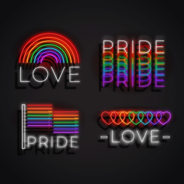 Free vector neon sings pride day event