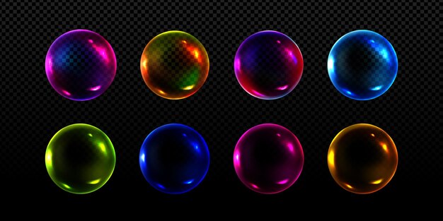 Неоновые мыльные пузыри радужные разноцветные стеклянные шарики