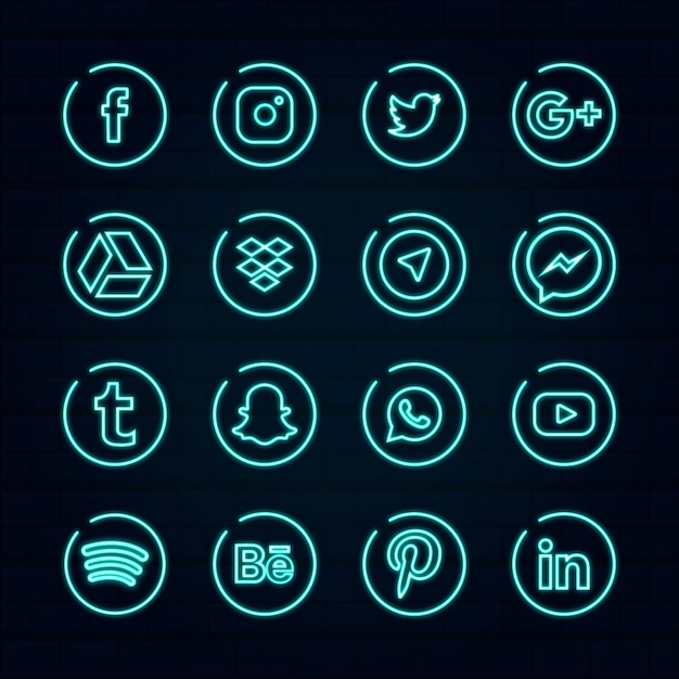 Free Vector Neon Social Media Icons