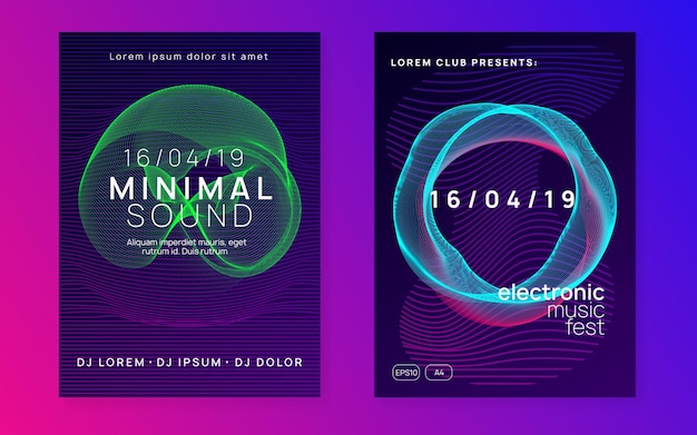 Neon sound flyer Electro dance music Electronic fest event Cl