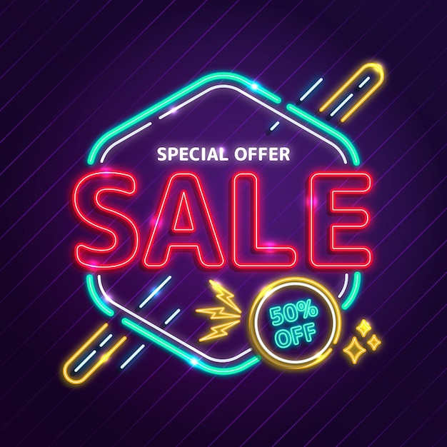 Free vector neon special sale sign