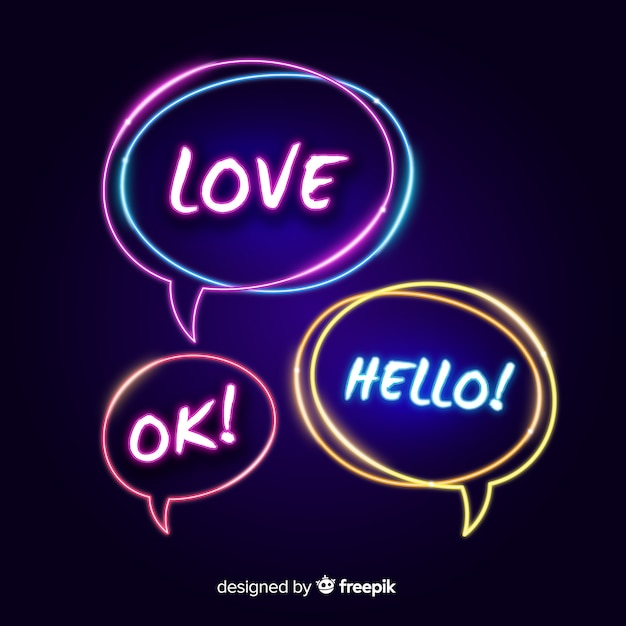 Neon speech bubbles with different expressions