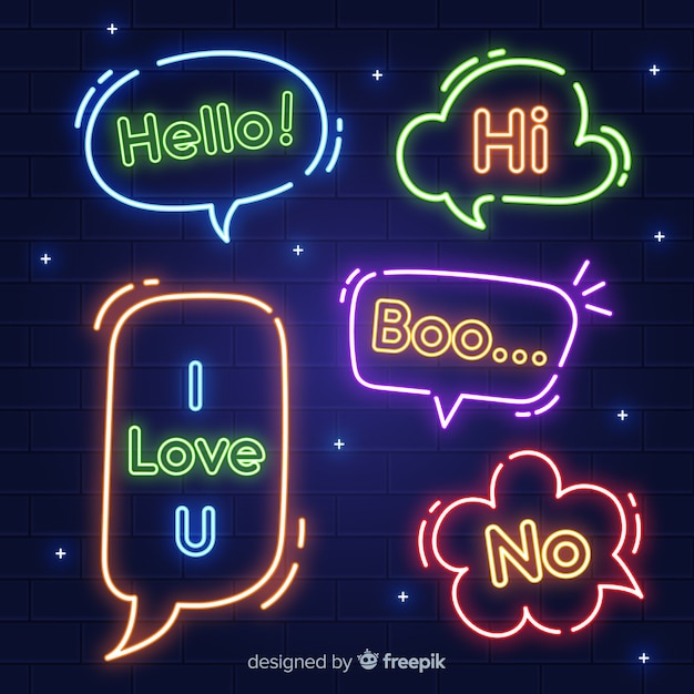 Neon speech bubbles with expressions