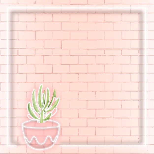 Neon square cactus frame social ads