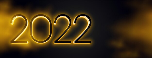Neon style 2022 3d banner with cloud smoke
