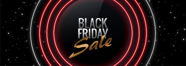 Neon style black friday glowing banner 