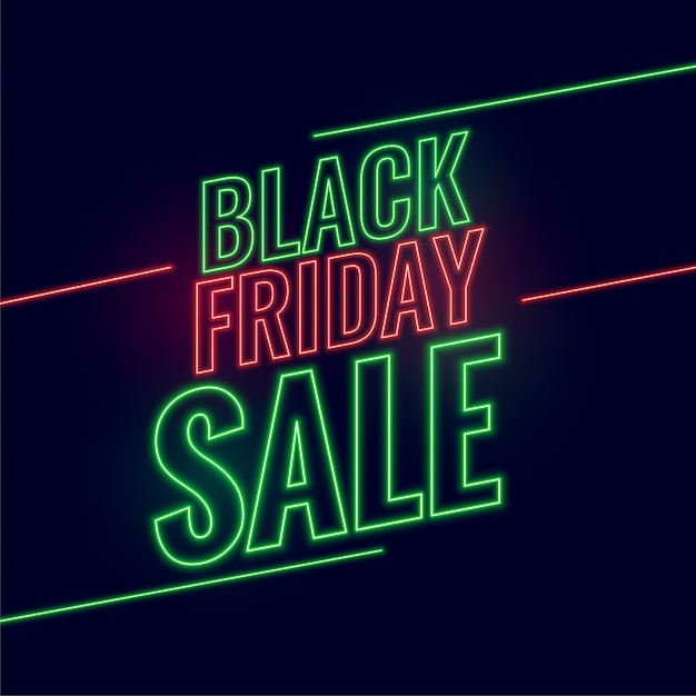 Бесплатное векторное изображение Неоновый стиль черная пятница светящийся продажа фон