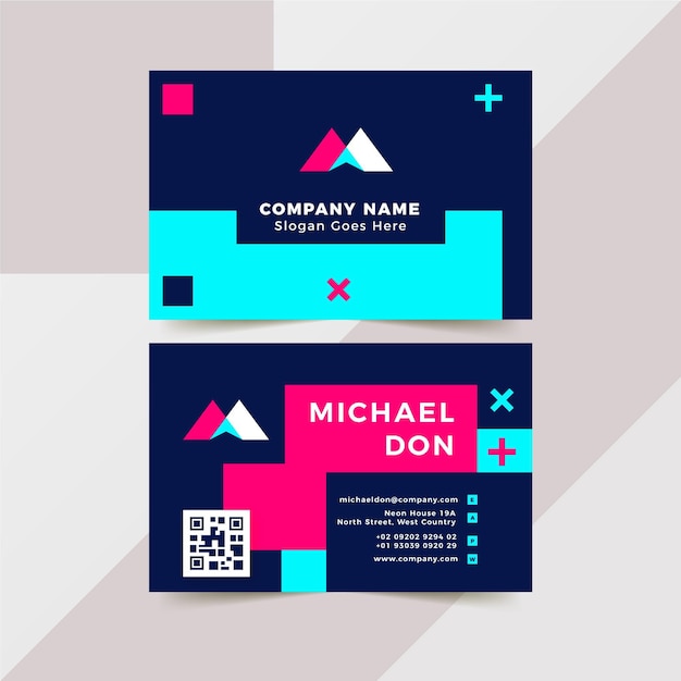 Neon style business cards collection