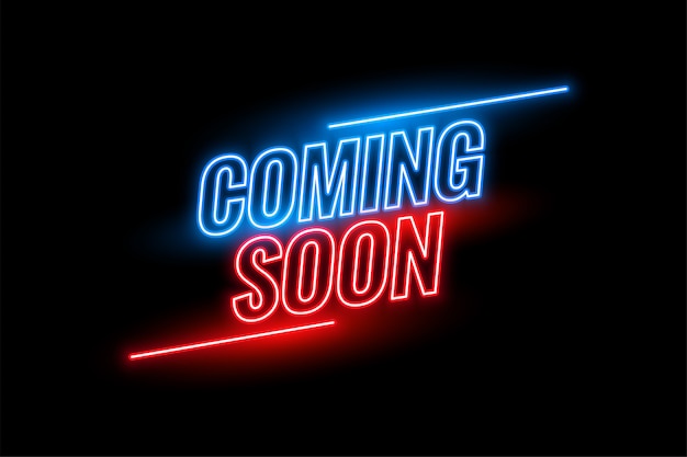 Free vector neon style coming soon glowing background design