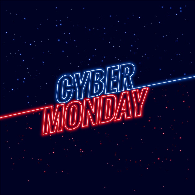 Neon style cyber monday text design banner