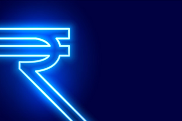 Neon style digital indian rupee background with text space